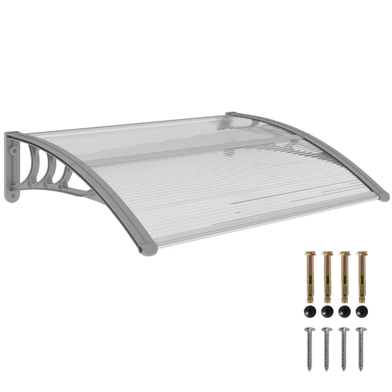 Outsunny Tettoia in Policarbonato Anti-UV da Esterno per Porte e Finestre da 100x80 cm