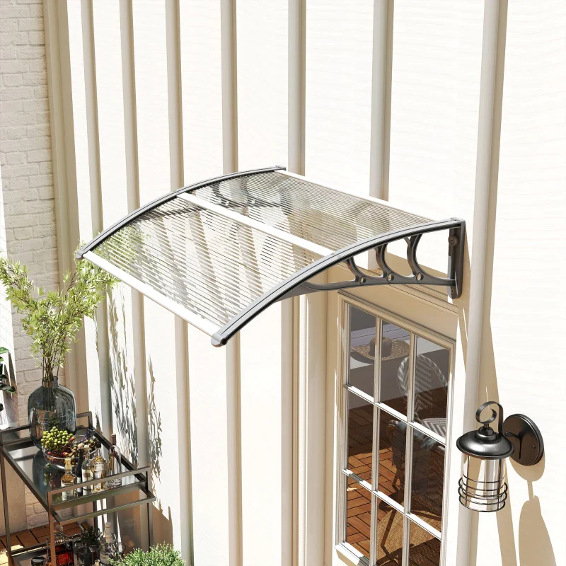 Outsunny Tettoia in Policarbonato Anti-UV da Esterno per Porte e Finestre da 100x80 cm - Image 2