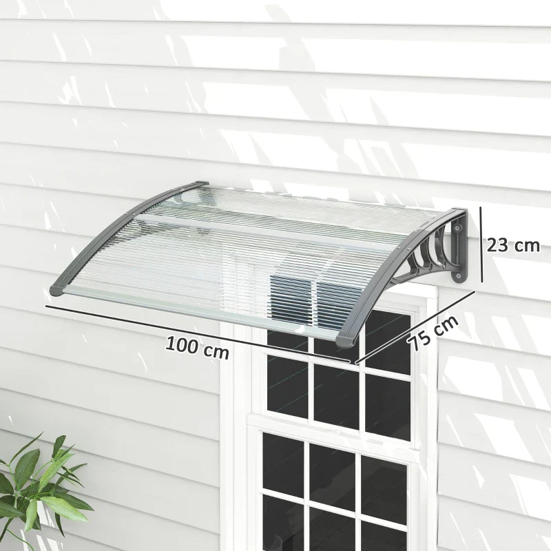 Outsunny Tettoia in Policarbonato Anti-UV da Esterno per Porte e Finestre da 100x80 cm - Image 4