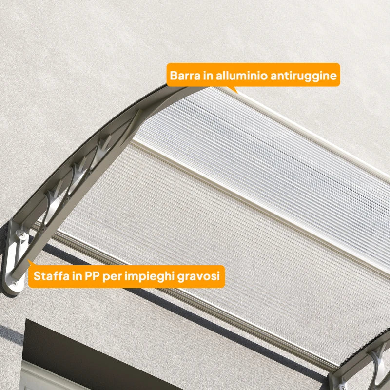 Outsunny Tettoia in Policarbonato Anti-UV da Esterno per Porte e Finestre da 100x80 cm - Image 5