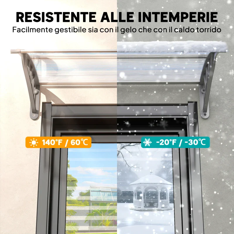 Outsunny Tettoia in Policarbonato Anti-UV da Esterno per Porte e Finestre da 100x80 cm - Image 6