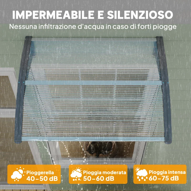 Outsunny Tettoia in Policarbonato Anti-UV da Esterno per Porte e Finestre da 100x80 cm - Image 7