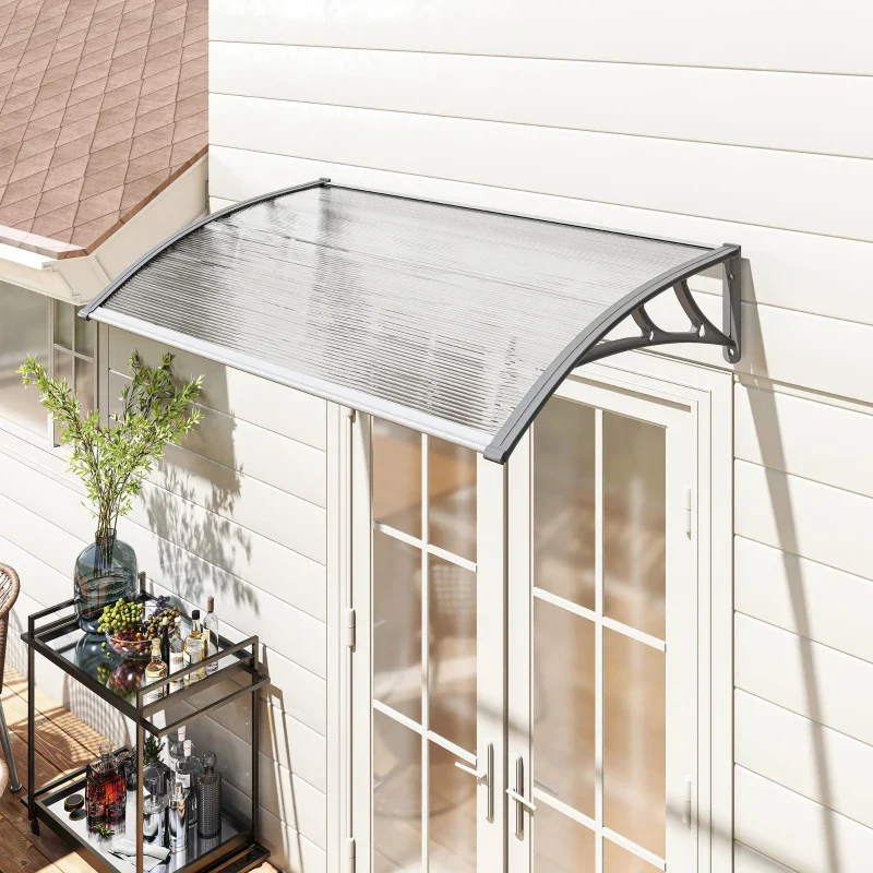 Outsunny Tettoia Moderna in Policarbonato, Alluminio e PP per Balconi, Finestre e Porte, 110x60x18 cm - Image 2