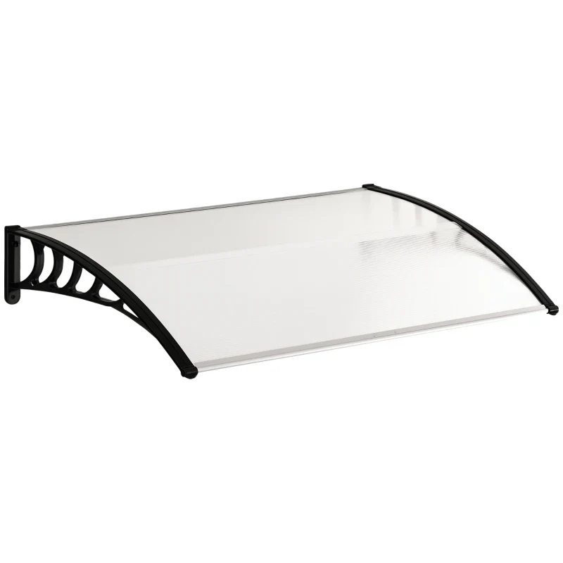 Outsunny Tettoia per Esterni Curva con Viti e Bulloni Inclusi, in Policarbonato, PP e Alluminio, 122x89x24 cm