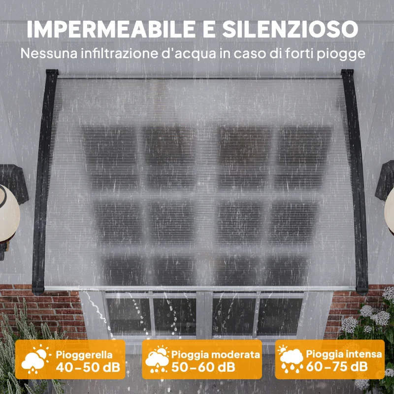 Outsunny Tettoia per Esterni Curva con Viti e Bulloni Inclusi, in Policarbonato, PP e Alluminio, 122x89x24 cm - Image 6