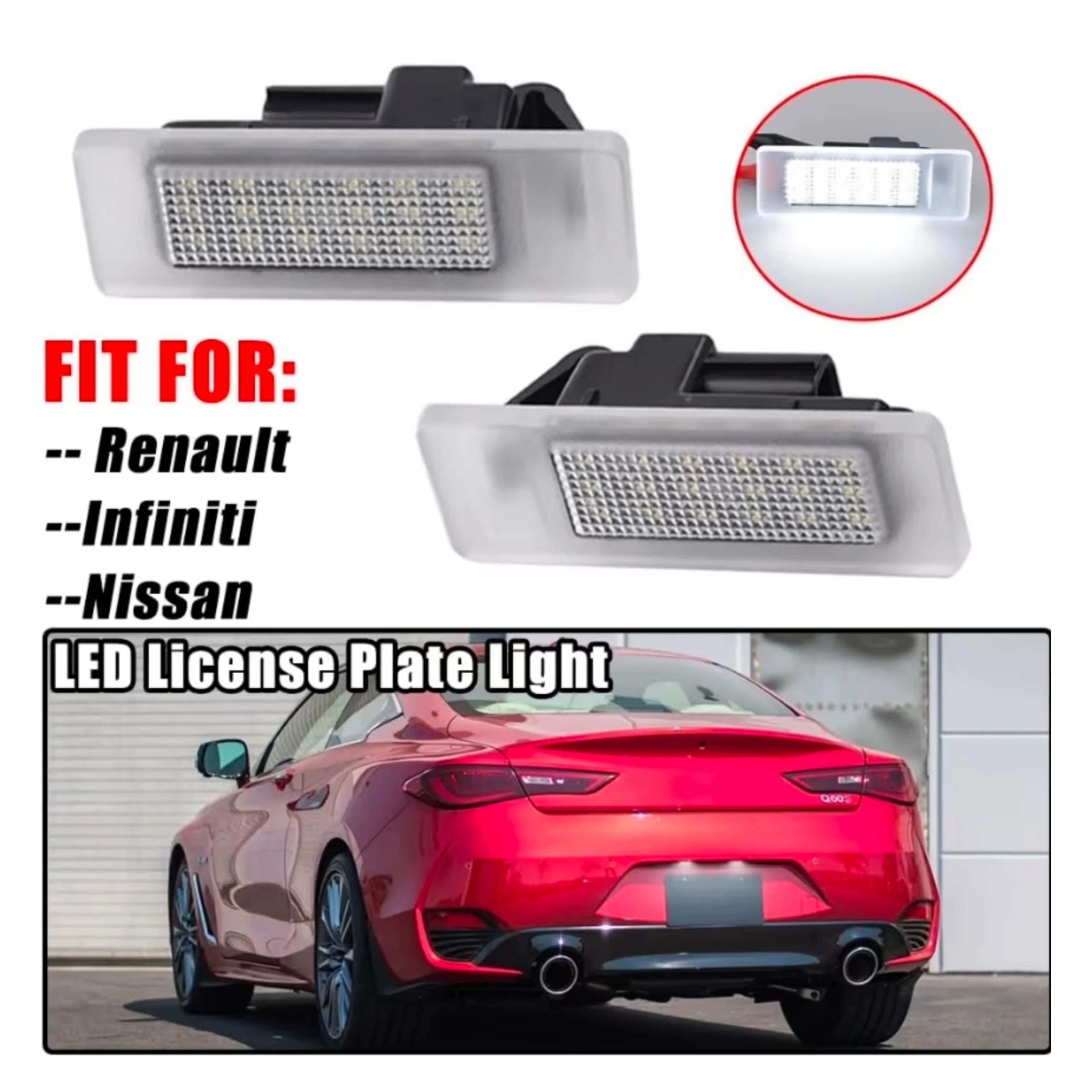 Set Luci Targa a Led per Renault, Infiniti, Nissan, Dacia (Compatibilità in Descrizione), Plug and Play - Image 3