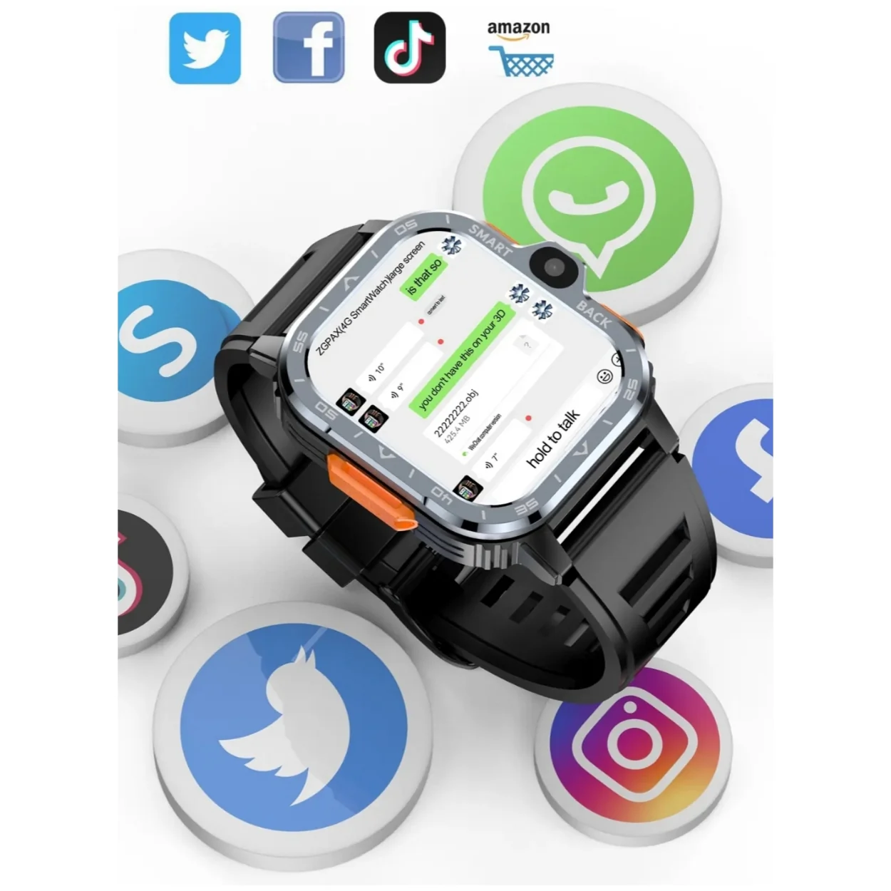 SmartWatch Android 46mm, Bluetooth , Call, NFC, Rubrica, Notifiche, Whatsapp, TikTok, Youtube - Image 3