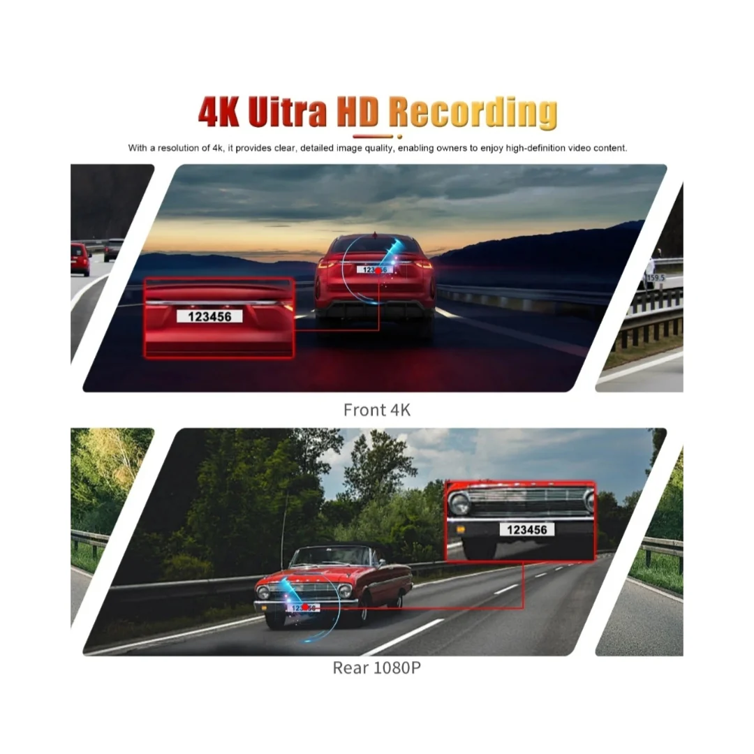 Specchietto Retrovisore, DashCam per Auto, GPS, Anteriore 4K, Posteriore 1080p - Image 2