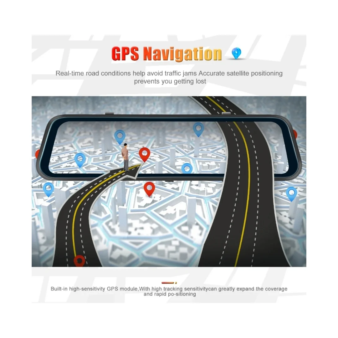 Specchietto Retrovisore, DashCam per Auto, GPS, Anteriore 4K, Posteriore 1080p - Image 3