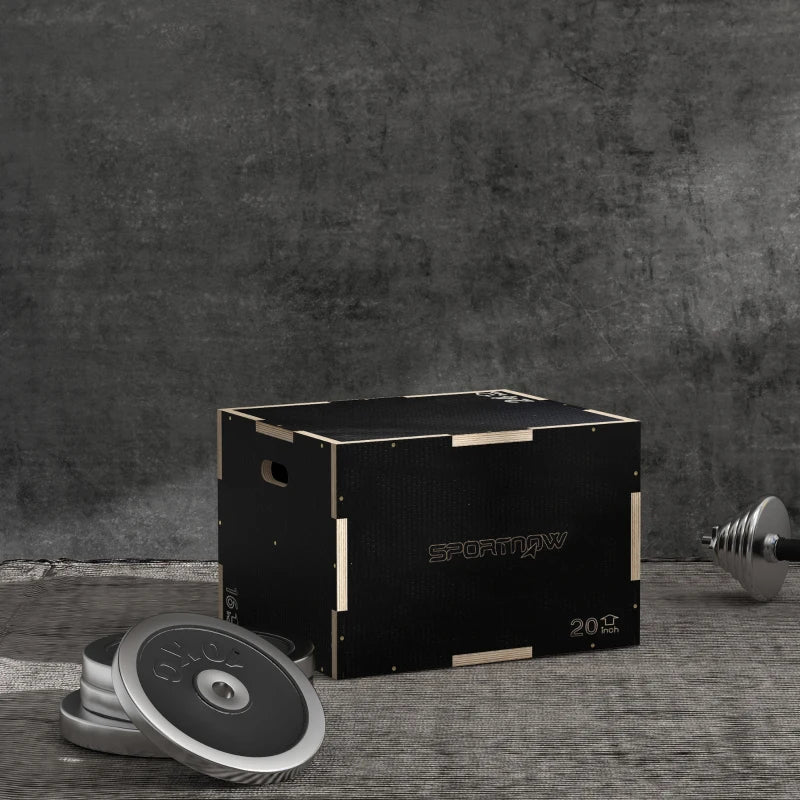 SPORTNOW Box Jump Pliometrico a 3 Altezze in Legno Antiscivolo, 61-51-41cm, Nero - Image 2
