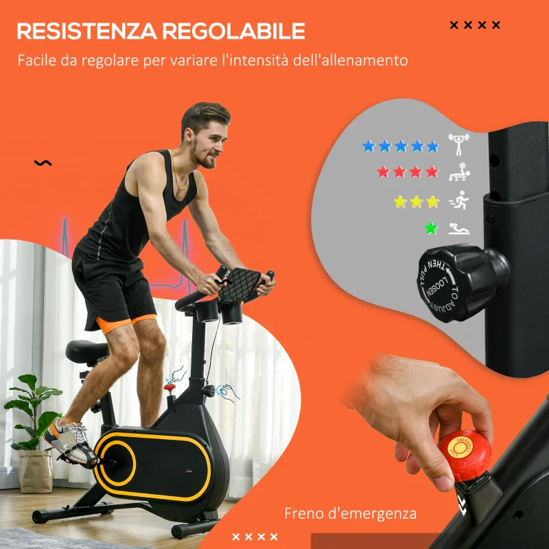 SPORTNOW Cyclette Magnetica con Volano da 4kg, Manubrio e Sellino Regolabili - Image 4