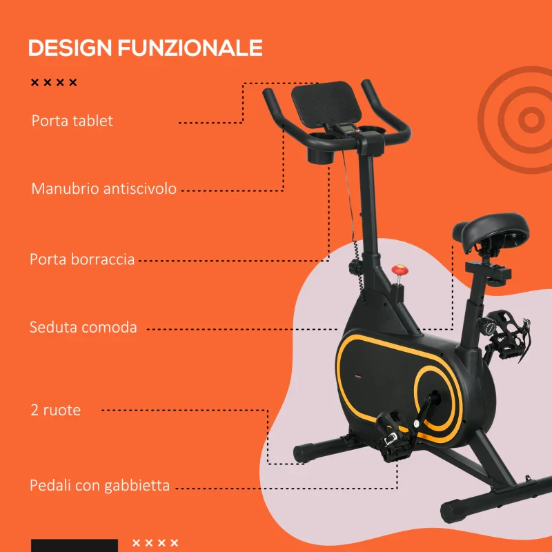 SPORTNOW Cyclette Magnetica con Volano da 4kg, Manubrio e Sellino Regolabili - Image 8