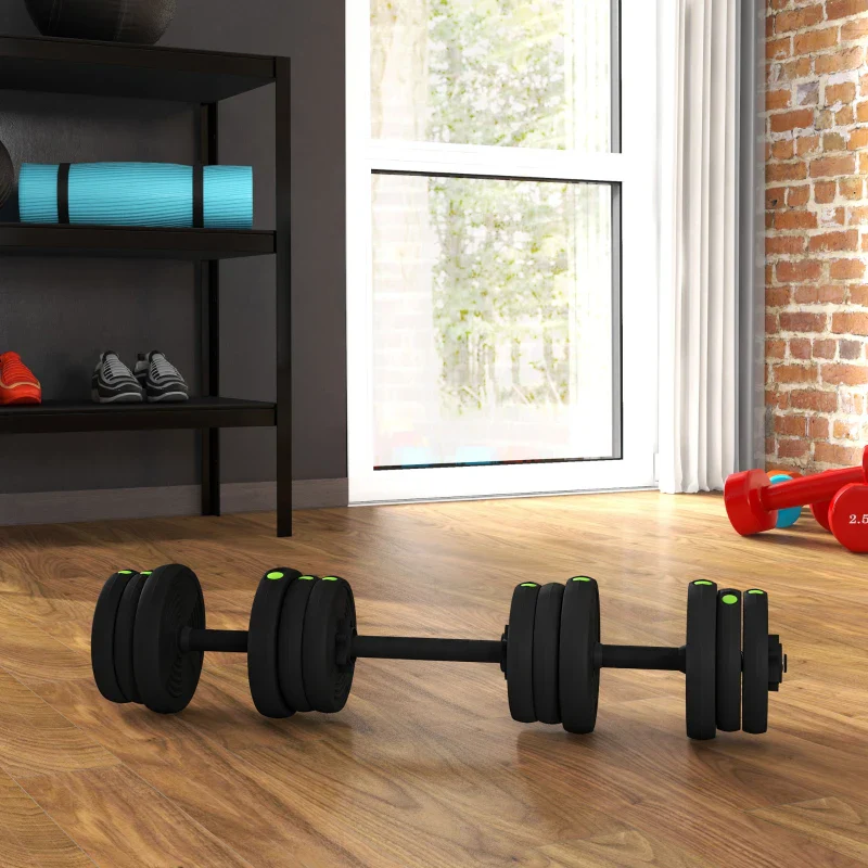 SPORTNOW Set 2 in 1 con 2 Manubri Convertibili in Bilanciere, Peso Totale 20 kg e Dischi Pesi Regolabili, Nero - Image 2