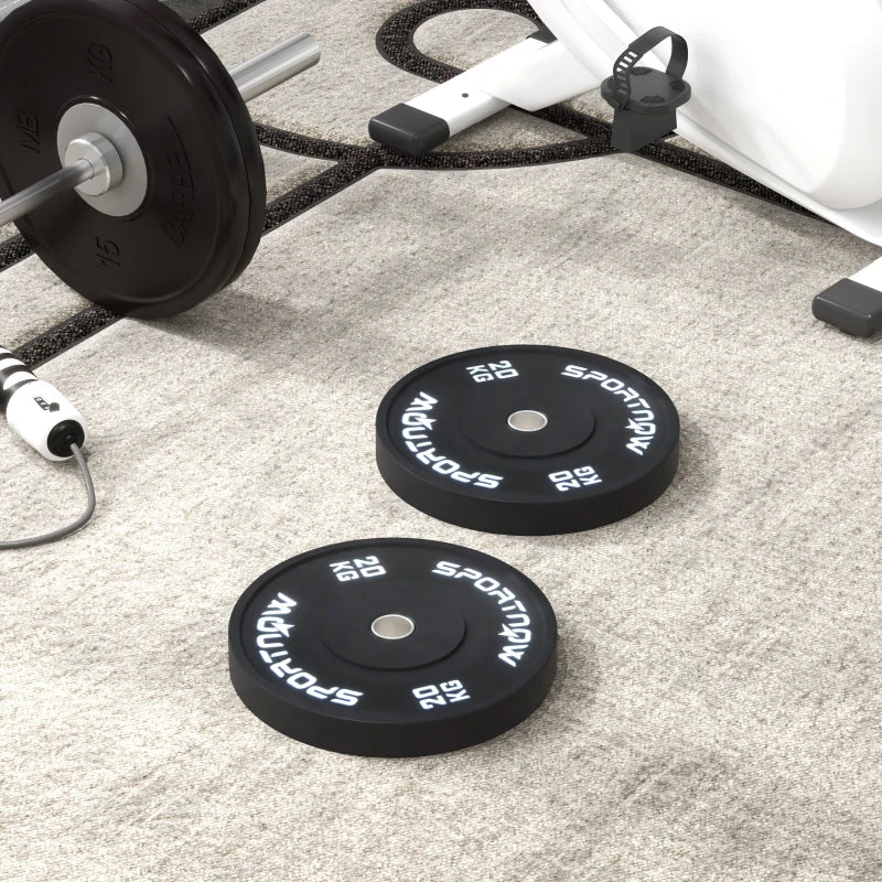 SPORTNOW Set di 2 Dischi Palestra da 20kg per Bilanciere e Manubri con Attacco Ø5cm, Nero - Image 2