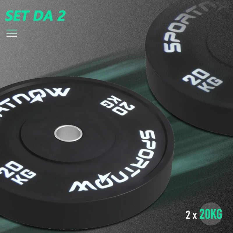 SPORTNOW Set di 2 Dischi Palestra da 20kg per Bilanciere e Manubri con Attacco Ø5cm, Nero - Image 4