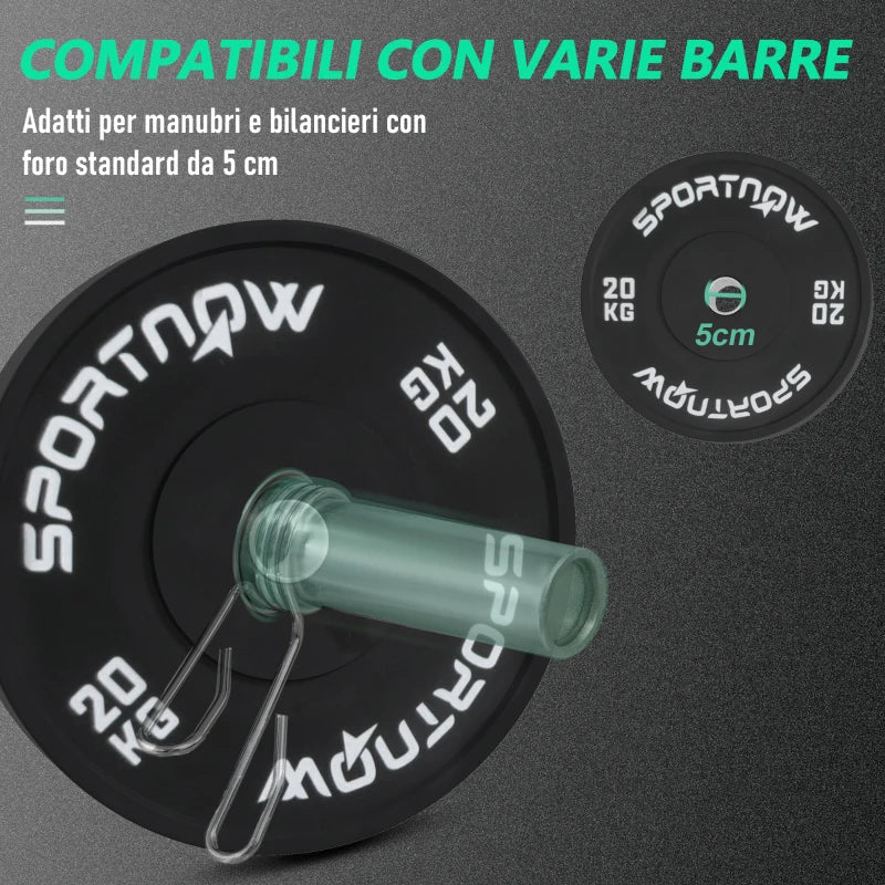SPORTNOW Set di 2 Dischi Palestra da 20kg per Bilanciere e Manubri con Attacco Ø5cm, Nero - Image 6