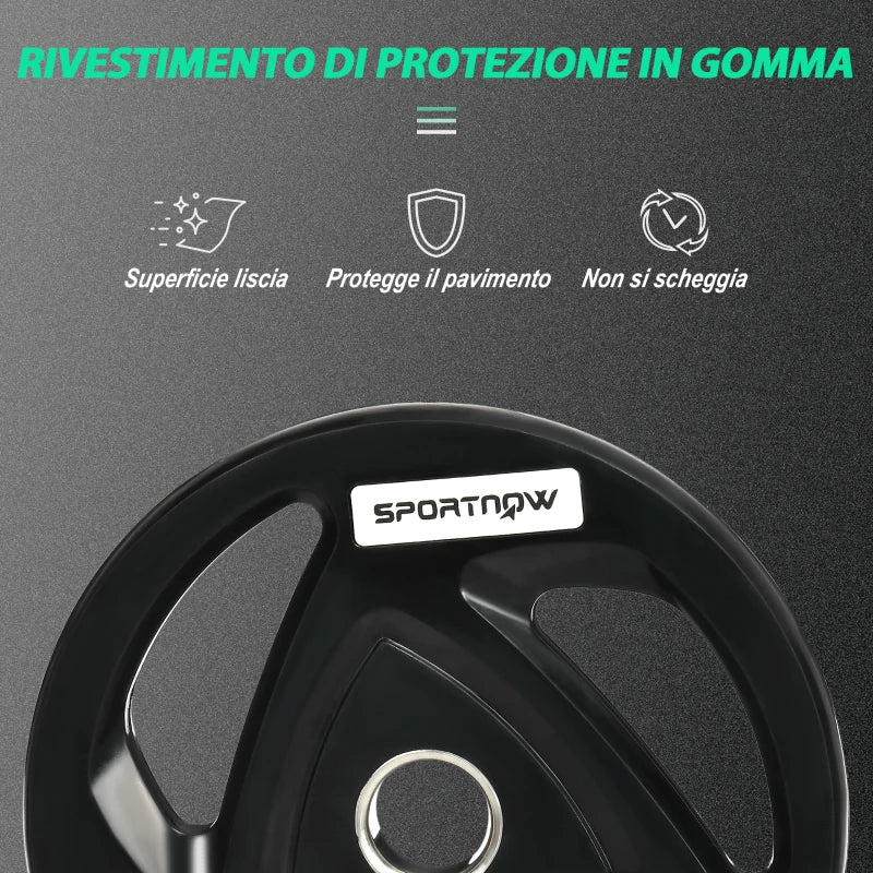SPORTNOW Set di 2 Dischi Pesi da 20kg in Acciaio con Rivestimento in Gomma per Bilanciere - Image 6