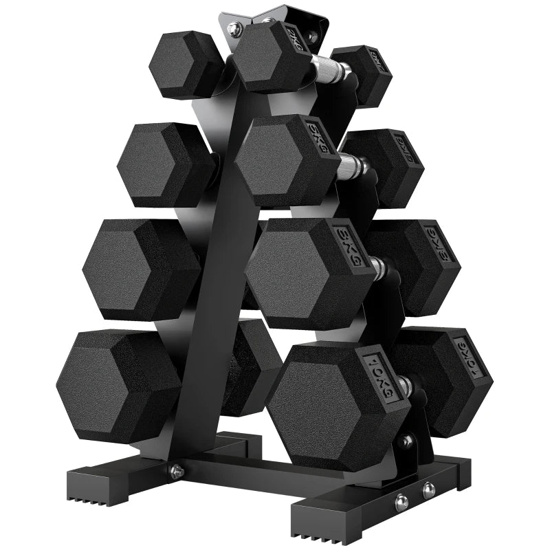SPORTNOW Set Manubri da Palestra Esagonali con Supporto e Impugnatura Antiscivolo, 2x2kg, 2x5kg, 2x8kg, 2x10kg, Nero - Image 10