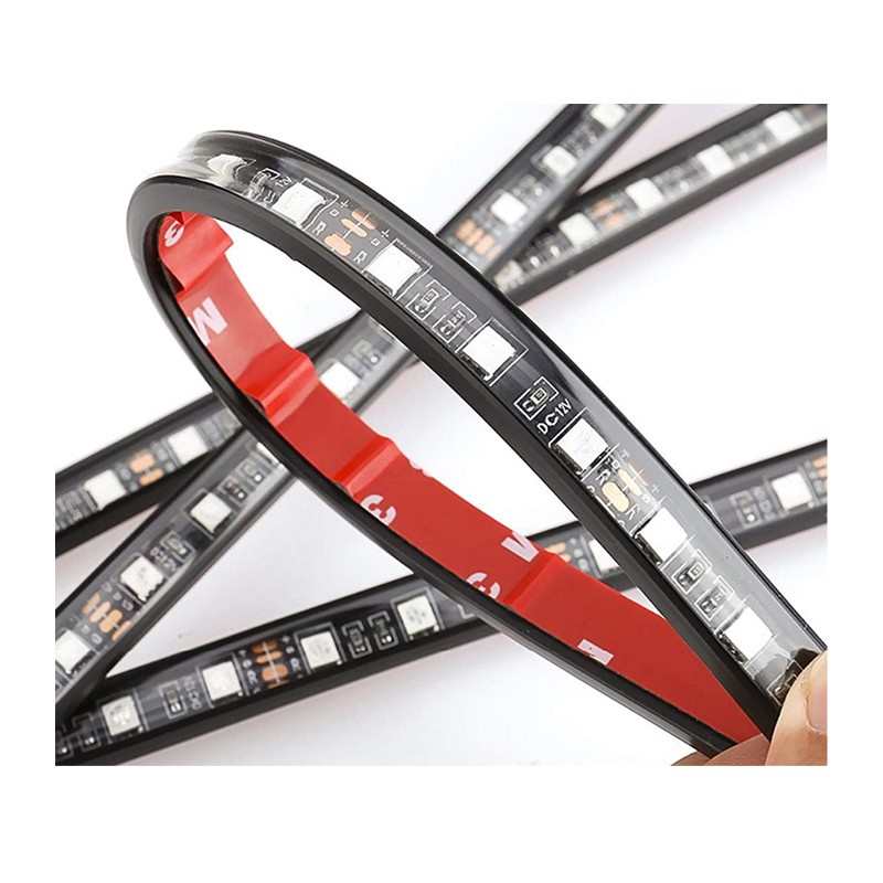 Luci Ambiente Adesiva Auto, Interni Auto RGB, 4 Strip Luminose, Adesive, 72LED, Impermeabile - Image 2