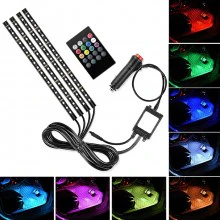 Luci Ambiente Adesiva Auto, Interni Auto RGB, 4 Strip Luminose, Adesive, 72LED, Impermeabile - Image 4