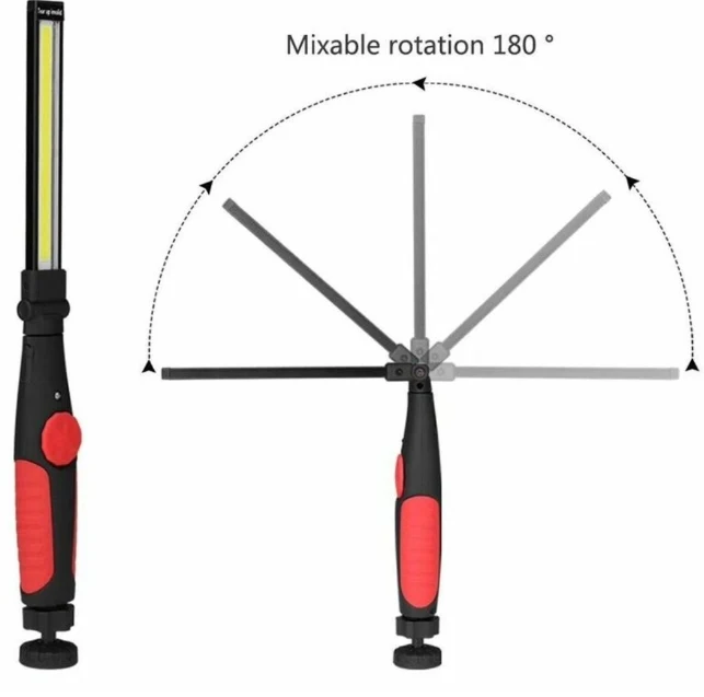Torcia Led Ricaricabile, USB, Lampada Lavoro, Portatile, Base Calamitata, Regolabile - Image 4