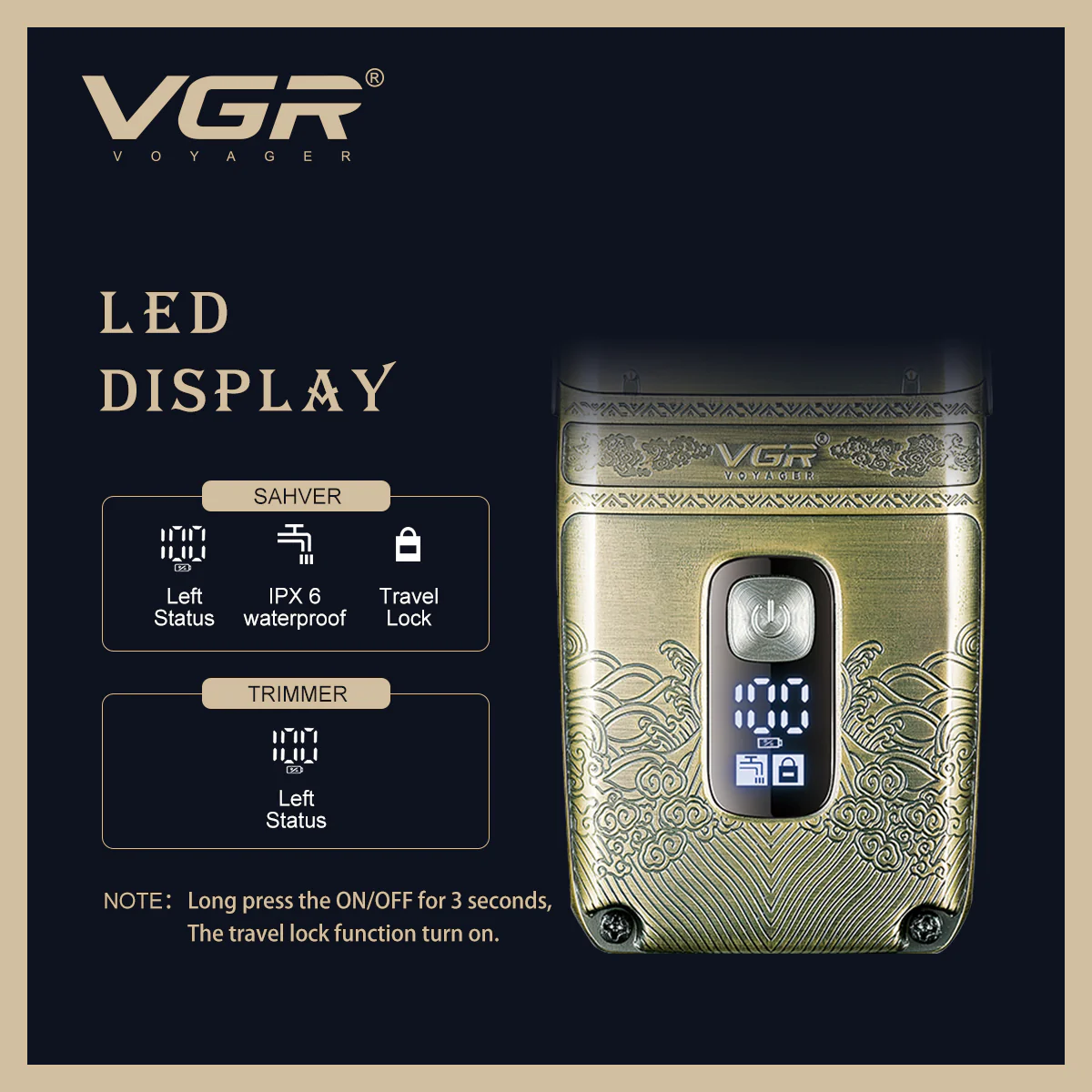 VGR Kit 2-1 Combo, Trimmer, Shaver, Accessori V-649 - Image 6