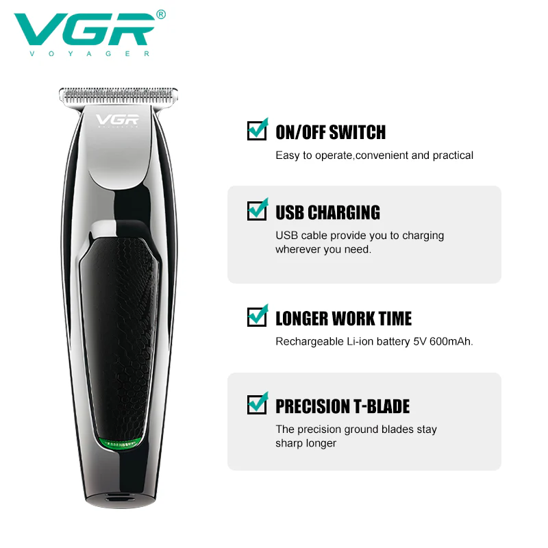 VGR Regola Barba | Trimmer |  Professionale | USB | Senza Filo | VGR V-030 - Image 3