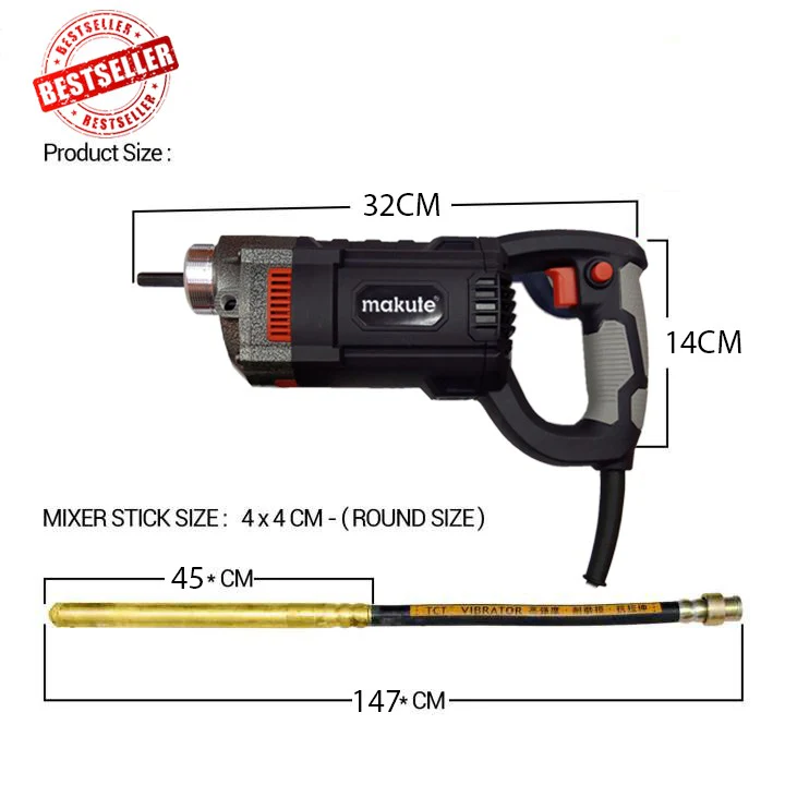 Vibratore per Calcestruzzo, 960w, Betoniera Elettrica per Cemento, 3/4 HP, Heavy Duty, Rimuovi Bolle - Image 3
