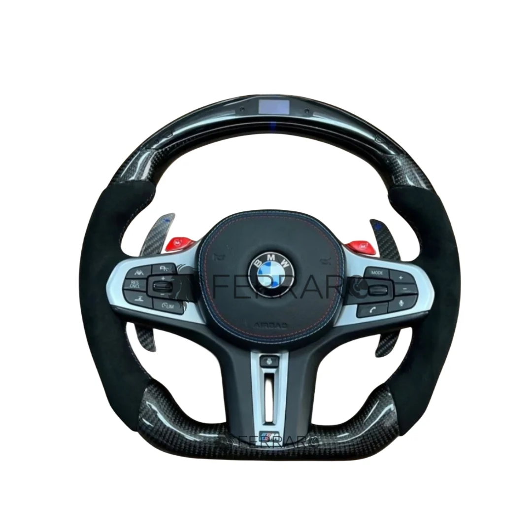 Volante per BMW, Carbonio Diagonale, LED, Etichetta 3 Colori, Punzonatura, Galvanica, Sport