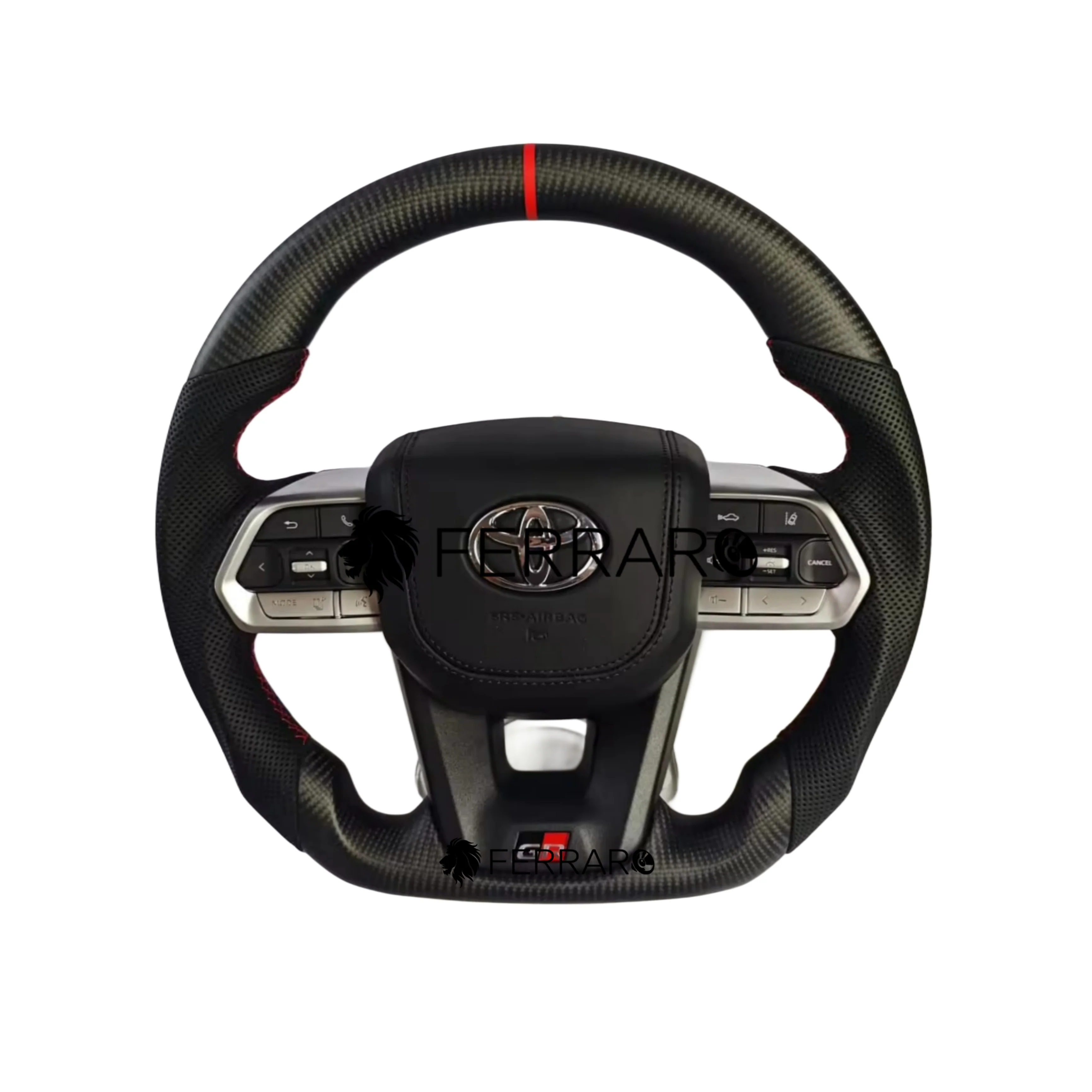 Volante per Toyota, Punzonatura, Filo Nero, Etichetta Rossa