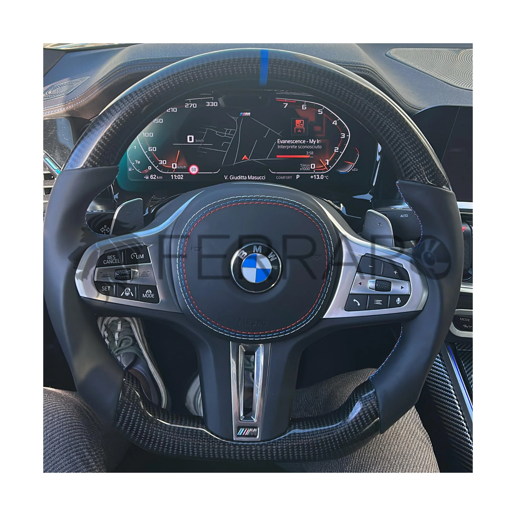 Volante Sportivo per BMW Serie 3 G20, G21, G80, G81 (2018-2025), Carbonio, Customizzato in Pelle - Image 3